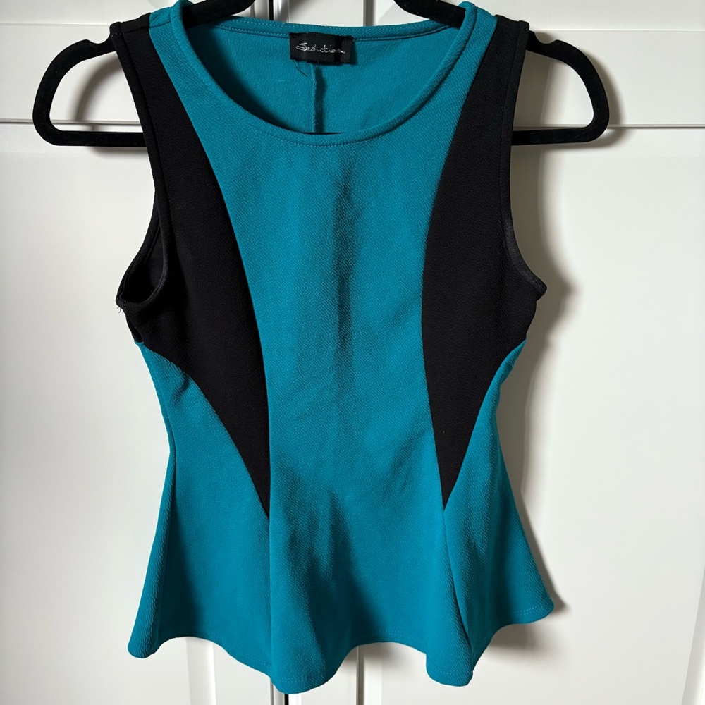 Black and blue peplum Top